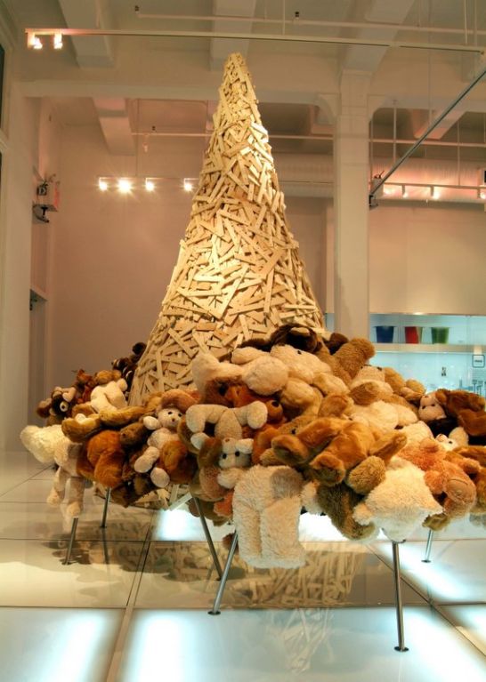 chair made of stuffed animals