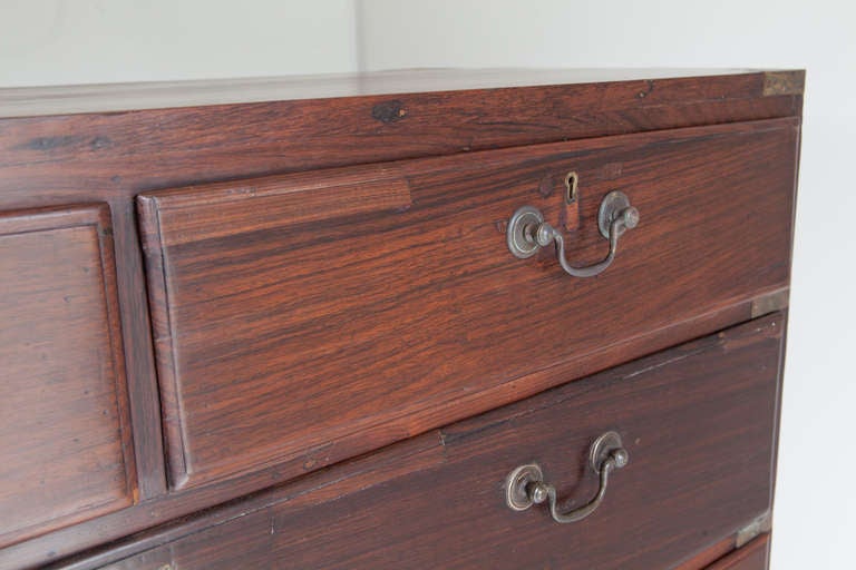 Anglo-Indian Rosewood Campaign Chest of Drawers 1