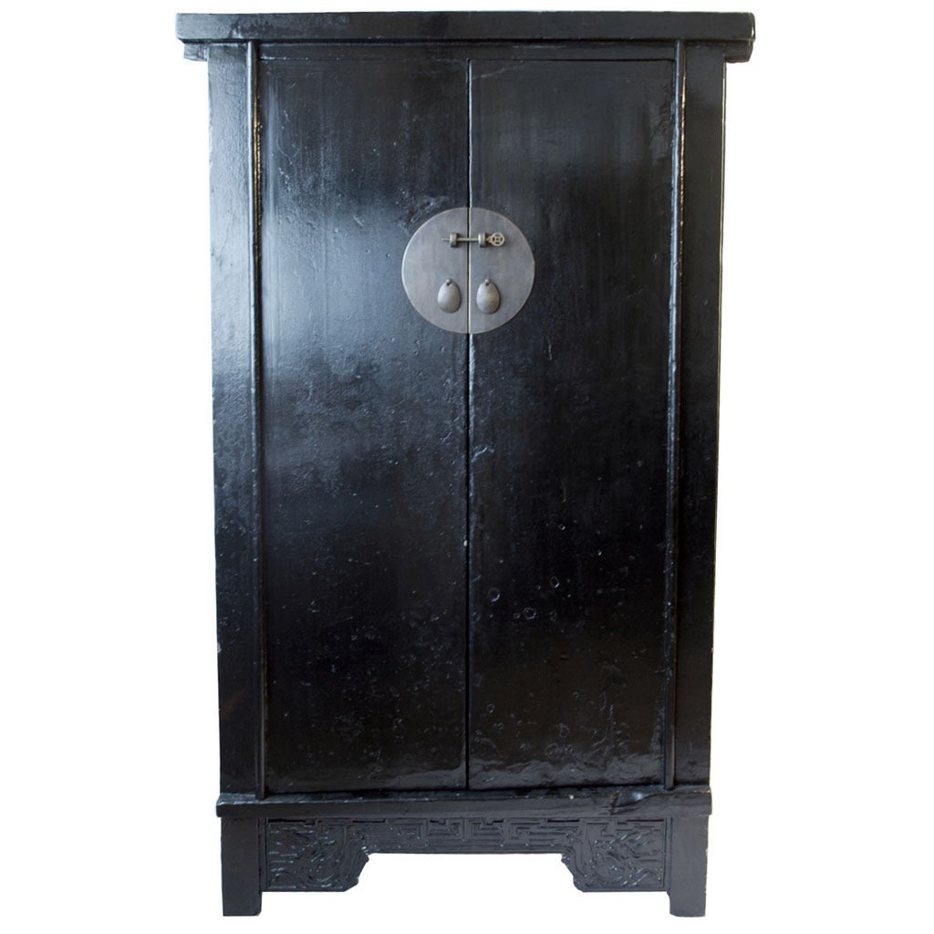 Shanxi Black Lacquer Painted Cabinet For Sale