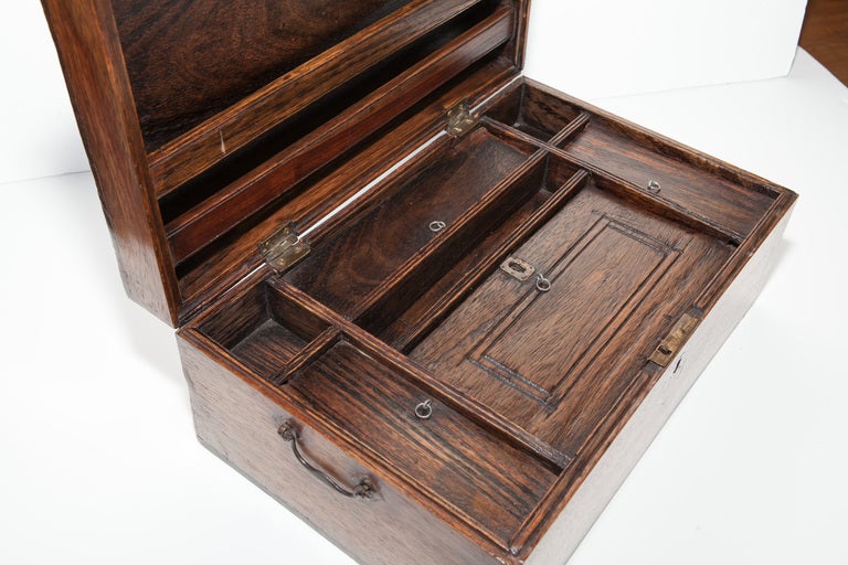 Anglo-Indian Teak Cash Box with Brass Inlay In Good Condition In Richmond, CA