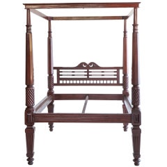 Antique Anglo-Indian Mahogany Four-Poster Bed