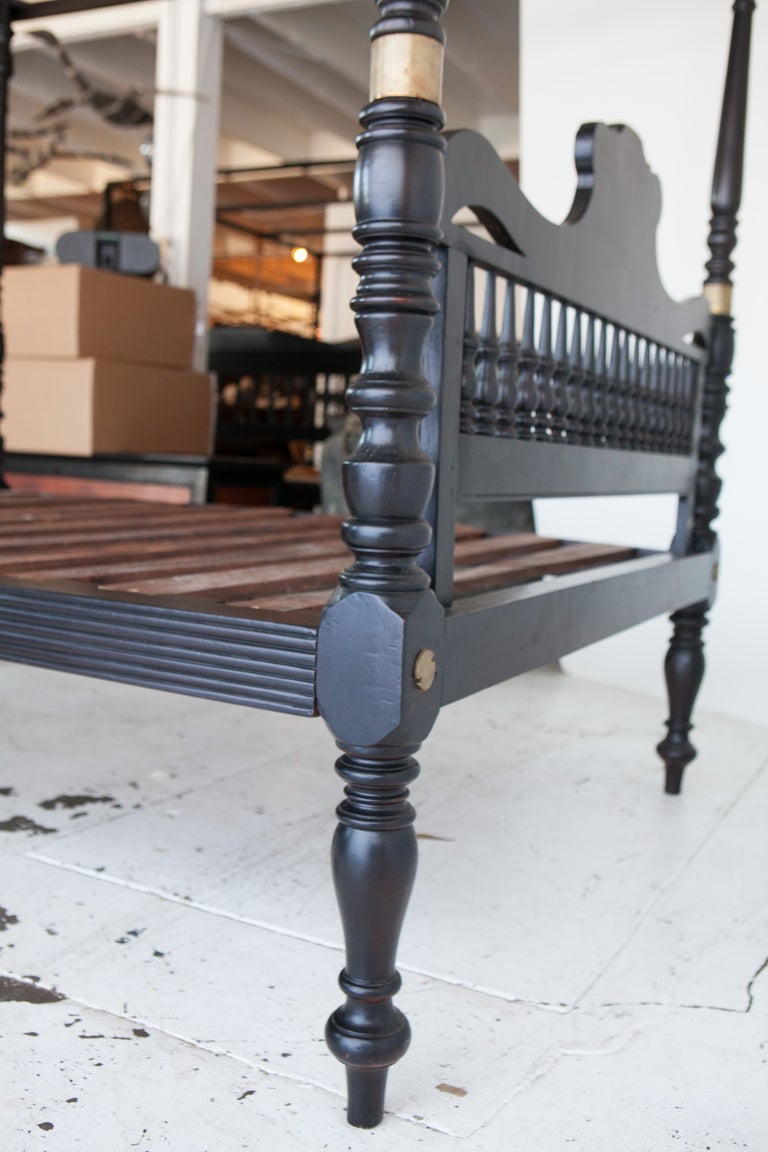 British Colonial Ebonized Teak Four-Poster Bed For Sale 1