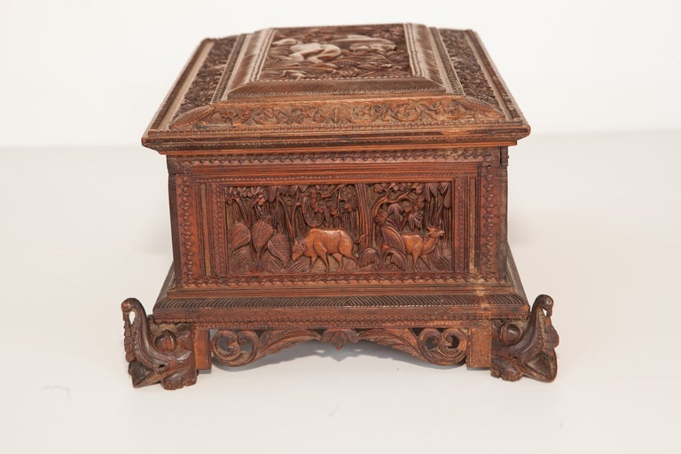 19th Century South Indian Sandalwood Jewelry Box with Elaborate Carving