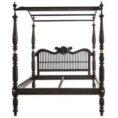 Indo-Dutch Ebony Bed with Canopy, 19th C.