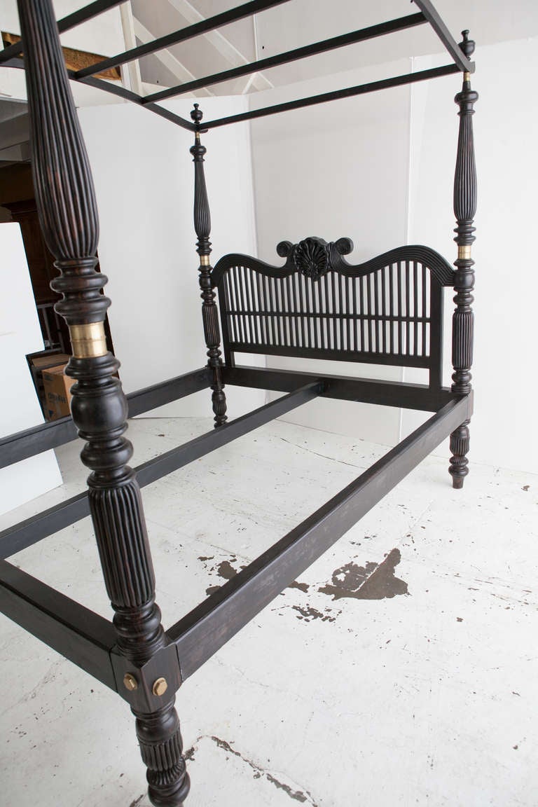 Indo-Dutch Ebony Bed with Canopy, 19th C. 2
