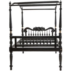 Anglo-Indian Ebony Queen Four-Poster Bed