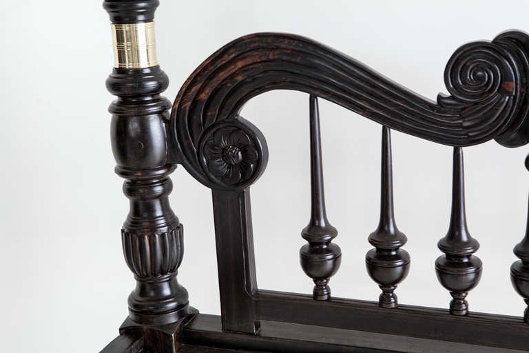 Sri Lankan Anglo-Indian Ebony Queen Four-Poster Bed For Sale