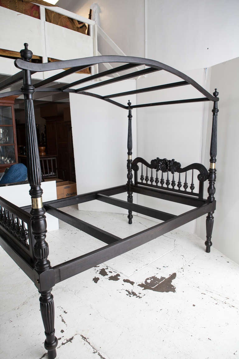 19th Century Anglo-Indian Ebony Queen Four-Poster Bed For Sale