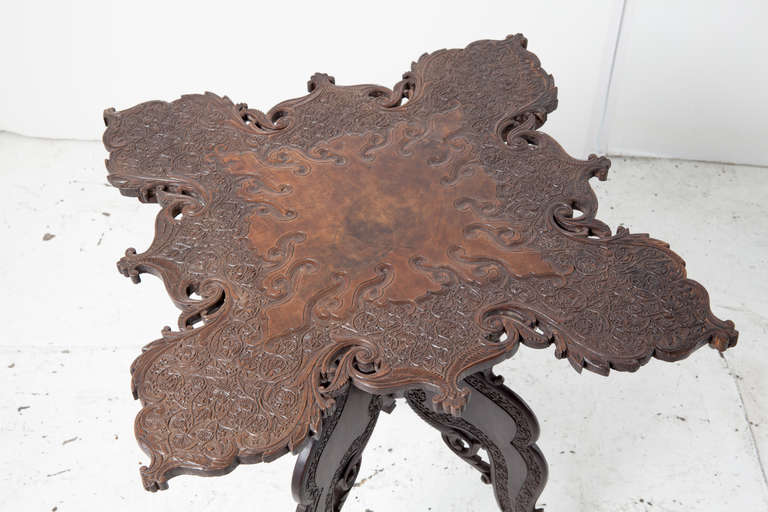 Anglo-Indian Elaborately Carved Rosewood Side Table For Sale