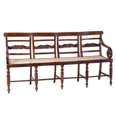 Indo-Portuguese Rosewood Bench with Caned Seat