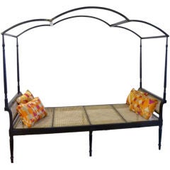 Antique Ebonized Teak Daybed with Canopy