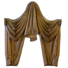 Carved Pinewood Neoclassical Style Drapery Panel