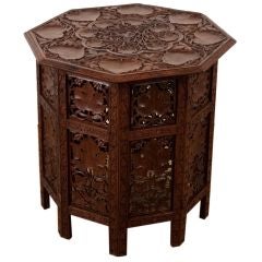 Anglo-Indian Elaborately Carved Rosewood Folding Table