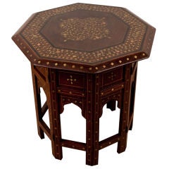 Anglo-Indian Octagonal Rosewood table with Brass and Ebony Inlay