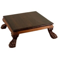 Anglo-India Rosewood and Teak Footstool with Carved Feet