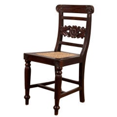 Anglo-Indian Rosewood Side Chair with Caned Seat