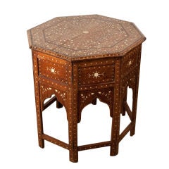 Anglo-Indian Octagonal Rosewood Table with Ivory and Ebony Inlay