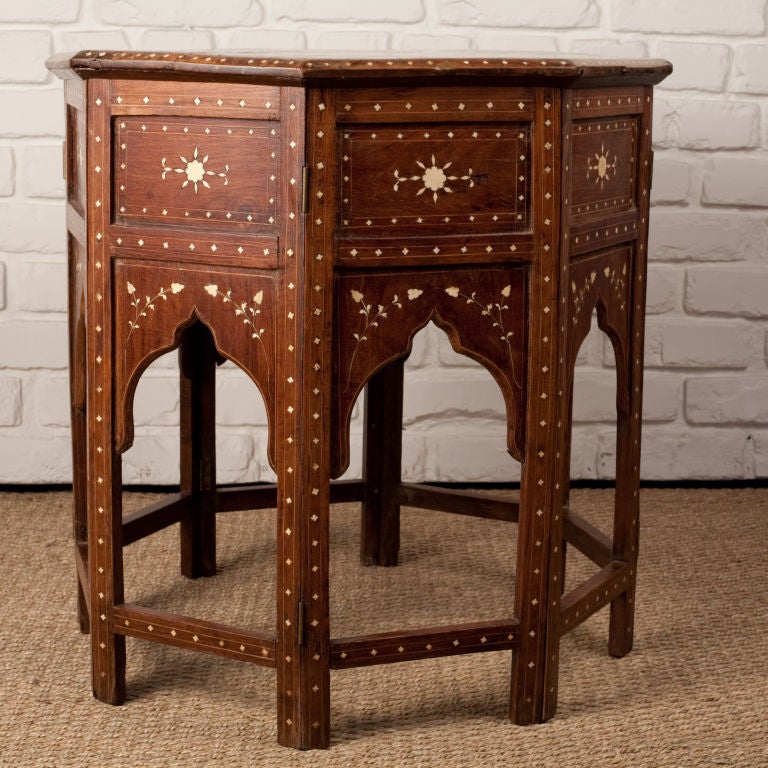 Anglo-Indian Octagonal Rosewood Table with Ivory and Ebony Inlay