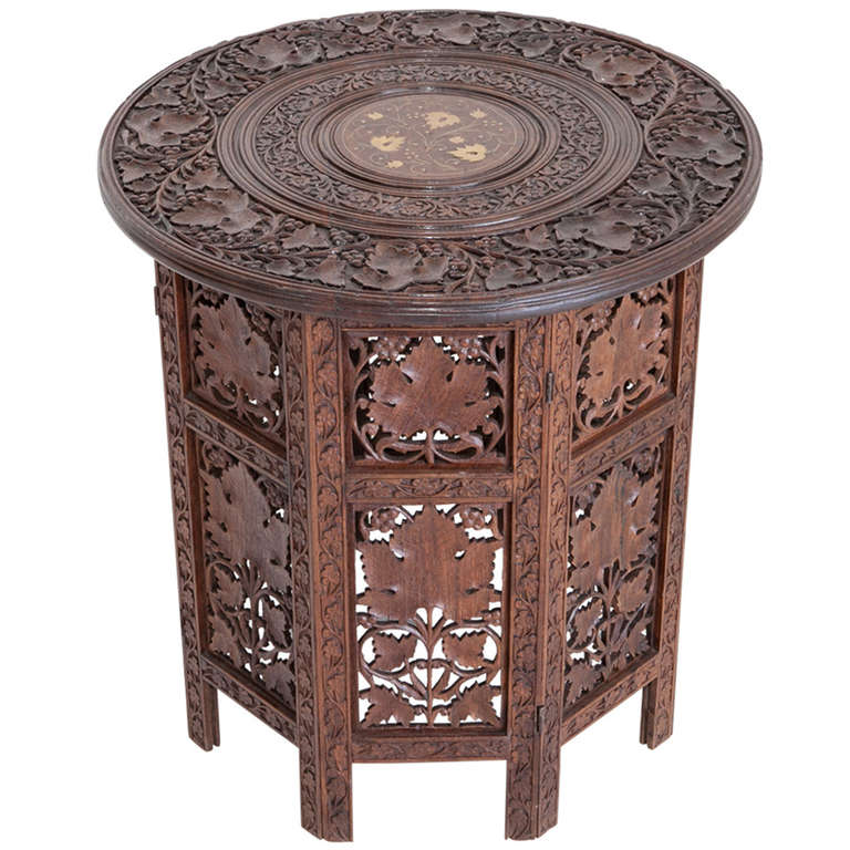 Anglo-Indian Rosewood Elaborately Carved Side Table