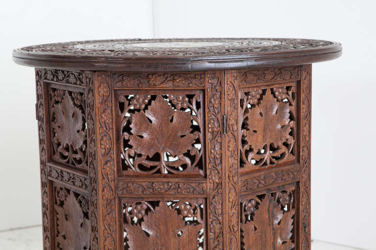 20th Century Anglo-Indian Rosewood Elaborately Carved Side Table
