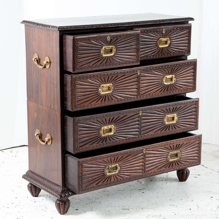 Indian Indo-Portuguese Rosewood Campaign Chest