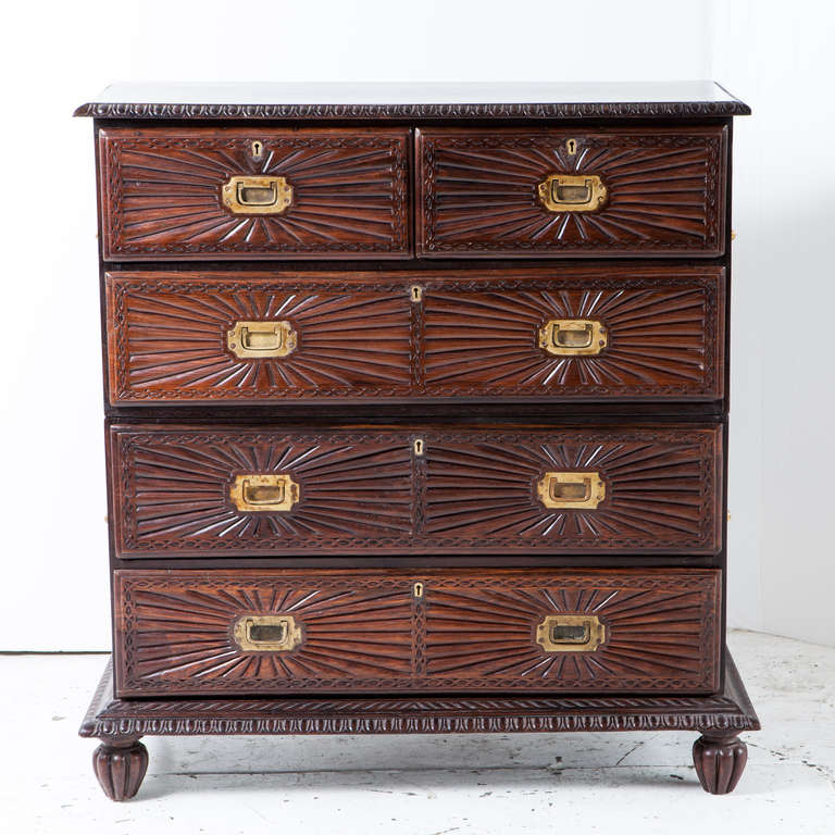 Indo-Portuguese Rosewood Campaign Chest In Good Condition In Richmond, CA