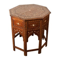 Anglo-Indian Octagonal Rosewood Table with Ivory and Ebony Inlay