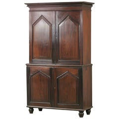 Antique Anglo-Indian Rosewood Arched Door Armoire