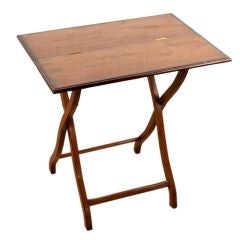 Campaign Style Folding Table in Teak with Rosewood Edge