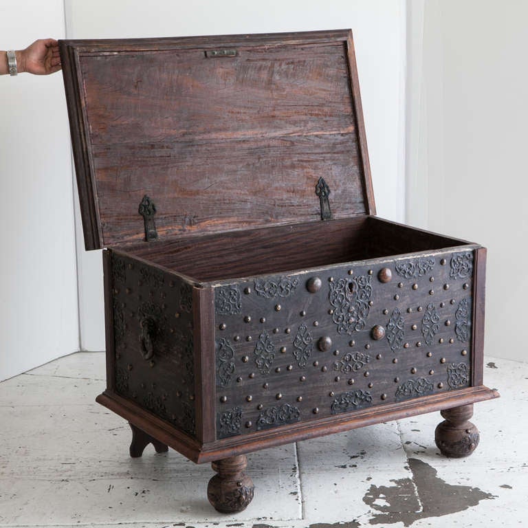 Sri Lankan 19th Century Dutch Colonial Trunk with Brass Details