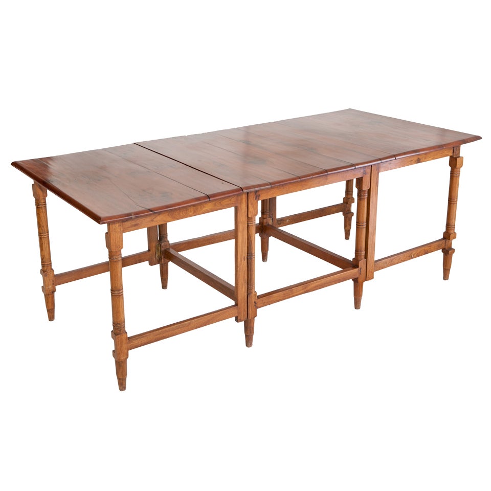 British Campaign Teak Table with Folding Extensions