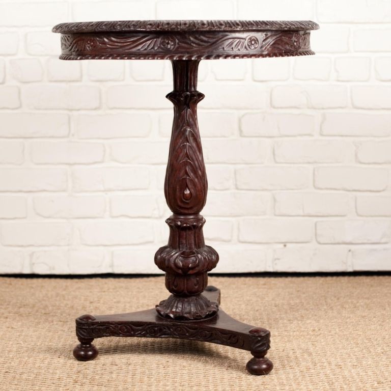 Anglo-Indian Rosewood Tilt Top Table with Pedestal Base