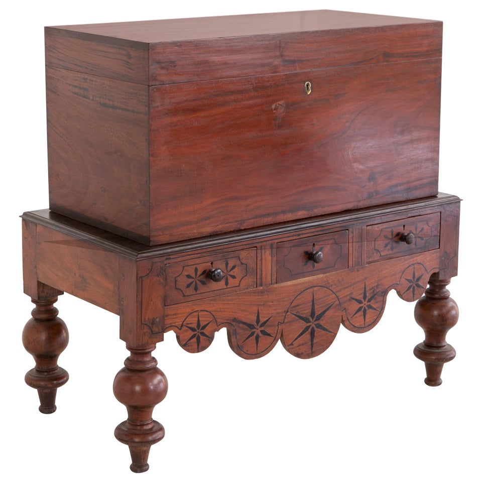Anglo-Indian Mahogany Trunk on a Stand For Sale