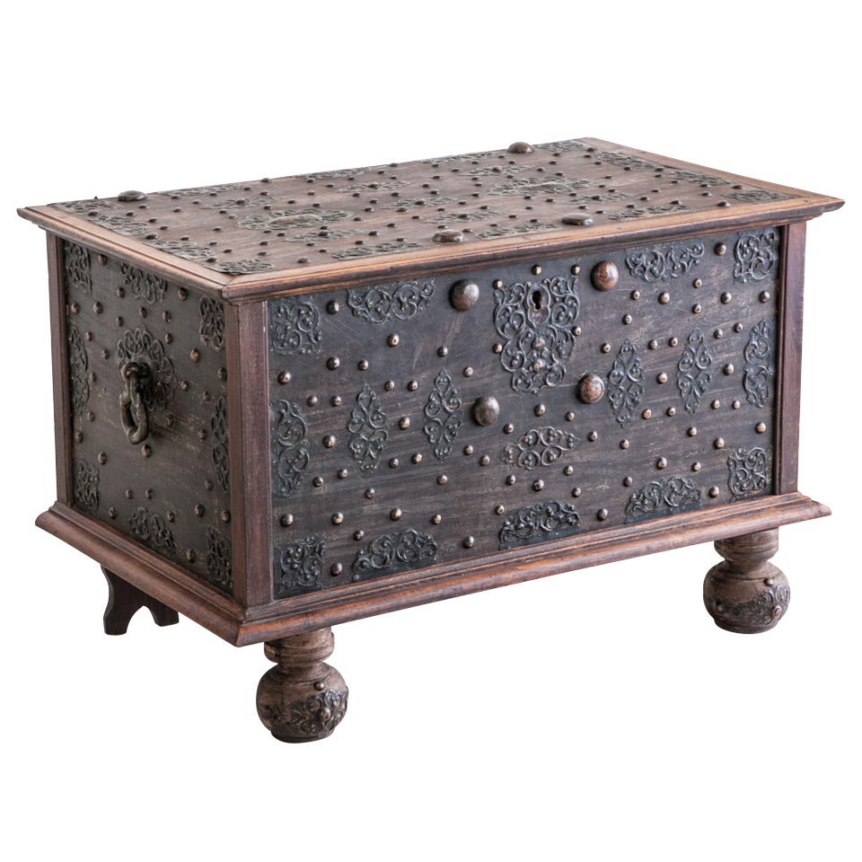 19th Century Dutch Colonial Trunk with Brass Details