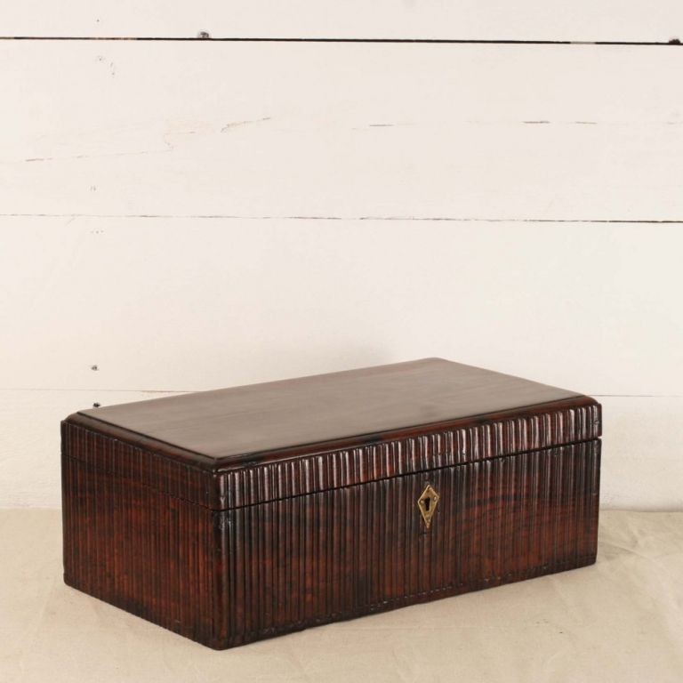 Anglo-Indian Rosewood Cashbox with Reeded Sides