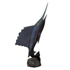 Vintage Hand Carved Ironwood Sailfish from Mexico