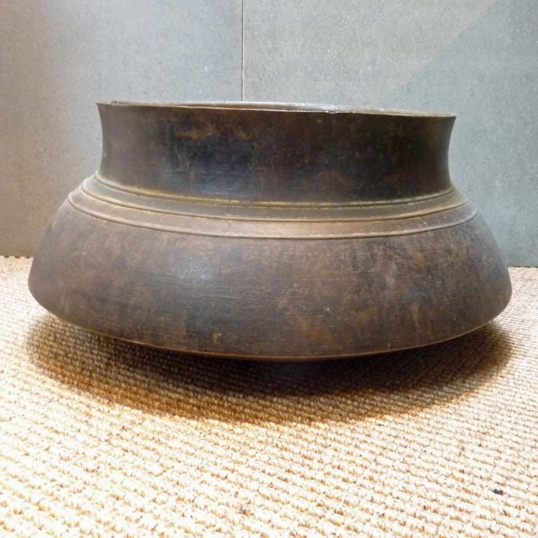Solid bronze cooking pot from Cambodia. Great planter or floating garden.