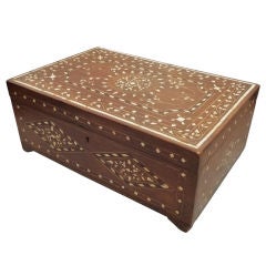 Anglo-Indian Rosewood Box with Ebony and Ivory Diamond Pattern