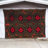 Vintage Suzani with Red Flowers
