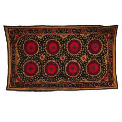 Large Vintage Suzani with Green & Red Flowers
