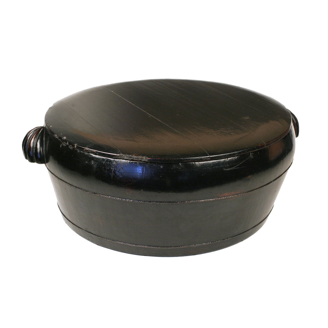 Round Elmwood Food Container with Lid For Sale