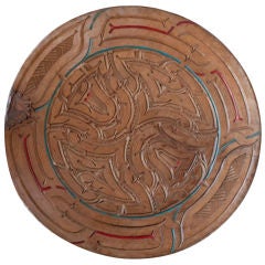 Large Carved and Painted Wood Tray from Suriname
