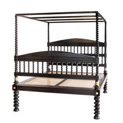 Rare Colonial Four Poster Solid Ebony Bed