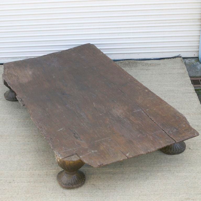 Rare Teak Daybed or Coffee Table with Carved Legs