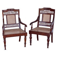 Antique Anglo-Indian Teak  Arm Chairs
