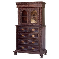 Indo Portuguese Rosewood Cabinet in 3 Sections