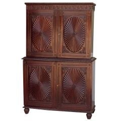 Antique Indo-Portuguese Sunburst Armoire in Solid Rosewood