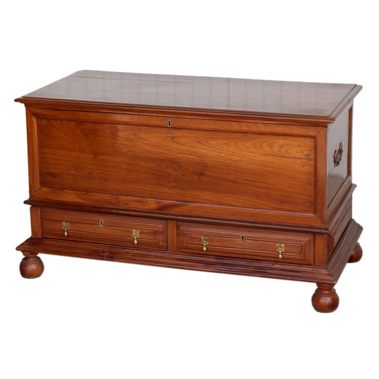 Anglo-Indian Teak Trunk with Two Drawers For Sale
