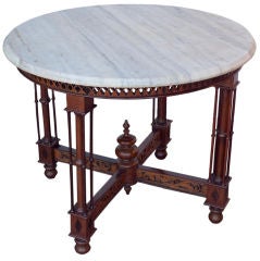 Vintage Anglo-Indian Marble Table on Carved Base