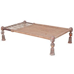 Traditional Indian Charpoy or Daybed with Carved Peacock Legs